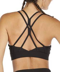 Yaavii Damen Sport BH ohne Bügel Gepolstert Yoga BH Push Up Frauen Bustier Atmungsaktiv Elastizität Sport Bra Top Schwarz L von Yaavii