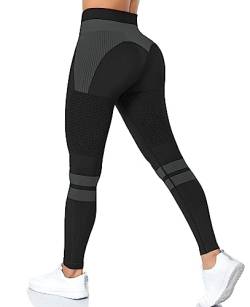 Yaavii Damen Sport Leggings Lange Blickdicht Sporthose Yogahose Fitnesshose Streetwear Strumpfhosen mit Hohe Taille Schwarz S von Yaavii