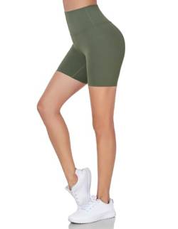 Yaavii Kurz Sport Leggings Damen Scrunch Butt Yoga Short Sporthose Fitnesshose mit Hohe Taille Bauchkontrolle Dunkelgrün M von Yaavii