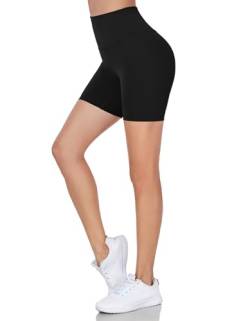 Yaavii Kurz Sport Leggings Damen Scrunch Butt Yoga Short Sporthose Fitnesshose mit Hohe Taille Bauchkontrolle Schwarz XL von Yaavii