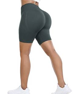 Yaavii Kurze Scrunch Butt Sportleggins Damen Seamless Push Up Booty Sport Shorts für Gym Fitness Workout Yoga Grau M von Yaavii