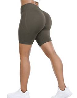 Yaavii Kurze Scrunch Butt Sportleggins Damen Seamless Push Up Booty Sport Shorts für Gym Fitness Workout Yoga Kaffee L von Yaavii