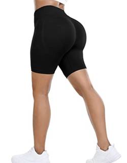 Yaavii Kurze Scrunch Butt Sportleggins Damen Seamless Push Up Booty Sport Shorts für Gym Fitness Workout Yoga Schwarz M von Yaavii