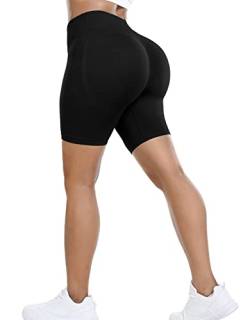 Yaavii Kurze Scrunch Butt Sportleggins Damen Seamless Push Up Booty Sport Shorts für Gym Fitness Workout Yoga Schwarz S von Yaavii
