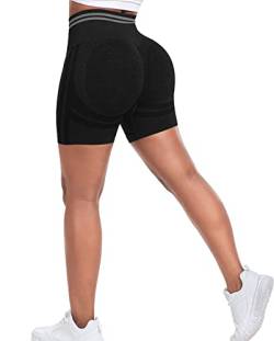 Yaavii Scrunch Butt Kurze Leggings Damen High Waist Seamless Push Up Booty Short Leggins für Sport Yoga Fitness Gym Workout Schwarz S von Yaavii