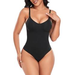 Yaavii Shapewear Damen Bauchweg Bodysuit Shaping Body Tanga Shaper mit Verstellbarer Schultergurt Schwarz S von Yaavii