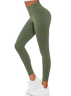 Yaavii Sport Leggings Damen High Waist Push Up Sporthose Laufhose Für Fitness Outdoor Alltag Dunkelgrün XL von Yaavii