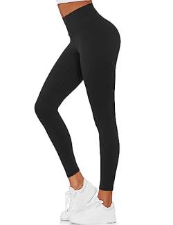 Yaavii Sport Leggings Damen High Waist Push Up Sporthose Laufhose Für Fitness Outdoor Alltag Schwarz XL von Yaavii