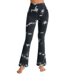 Yaavii Sport-Leggings für Damen, Yogahose – Tie Dye – breites Bein, Schwarz , Medium von Yaavii