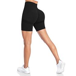 Yaavii Sportleggings für Damen, kurz, hohe Taille, Yogahosen für Sommer, Heben des Gesäßes – hell, Schwarz-Licht-Shorts, Small von Yaavii