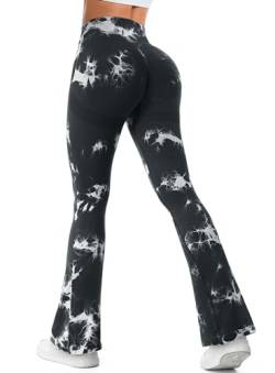 Yaavii Yogahose Damen Schlaghose Bootleg Sporthose Flared Leggings Jogginghose Jazzpants für Outdoor Sport und Alltagskleidung Schwarz L von Yaavii