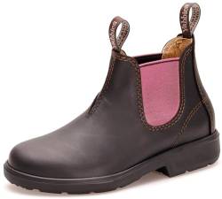 Yabbies Town & Country Chelsea Boots for Kids | Kinder Stiefelette aus Leder | Dark Brown Dusty Pink | Gr. 1/33.0 von Yabbies