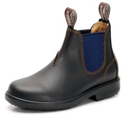Yabbies Town & Country Chelsea Boots for Kids | Kinder Stiefelette aus Leder | Dark Brown Navy Blue | Gr. 3/35.5 von Yabbies