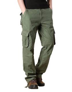 Yageshark Herren Cargohose aus Baumwolle mit 6 Taschen, Regular Fit Hose Outdoorhose Freizeithose Wanderhose Trekkinghose(Olive,32) von Yageshark