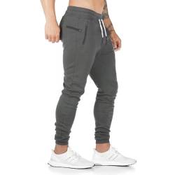 Yageshark Jogginghose Herren Baumwolle Sweathose Sporthose Fitness Slim Fit Hose Freizeithose Joggers Jogginghosen Männer Streetwear (Grau,Medium) von Yageshark