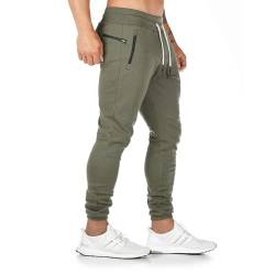 Yageshark Jogginghose Herren Baumwolle Sweathose Sporthose Fitness Slim Fit Hose Freizeithose Joggers Jogginghosen Männer Streetwear (Grün,XX-Large) von Yageshark