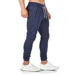 Yageshark Jogginghose Herren Baumwolle Sweathose Sporthose Fitness Slim Fit Hose Freizeithose Joggers Jogginghosen Männer Streetwear (Marine,Medium) von Yageshark