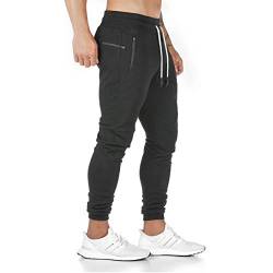 Yageshark Jogginghose Herren Baumwolle Sweathose Sporthose Fitness Slim Fit Hose Freizeithose Joggers Jogginghosen Männer Streetwear (Schwarz,Large) von Yageshark