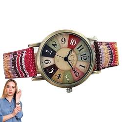 Damen-Armbanduhr – Uhren mit bunten Regenbogen-Motiven, Vintage Uhr Boho Hippie Schmuck, Mode, kreative Armbanduhr Geschenke für Frauen Mädchen Damen, Regenbogenfarben, 1 von Yajexun