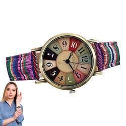 Damen-Armbanduhr – Uhren mit bunten Regenbogen-Motiven, Vintage Uhr Boho Hippie Schmuck, Mode, kreative Armbanduhr Geschenke für Frauen Mädchen Damen, Violettes Pulver, 1 von Yajexun