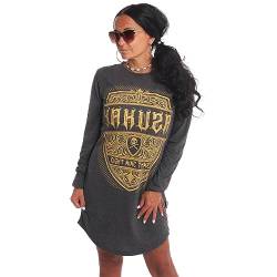 Yakuza Damen Plain Langarm T-Shirt Kleid, Anthrazit Meliert, S von Yakuza