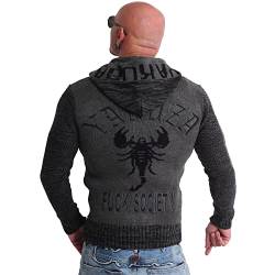 Yakuza Herren Cartel Knit Kapuzenjacke, Dunkelgrau Meliert, S von Yakuza