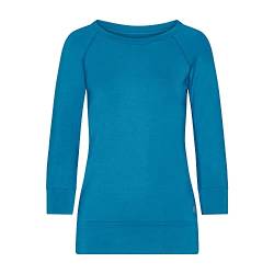 Yamadhi Yoga Oberteil Damen, ¾ Lange Arme Casual Longsleeve | Yoga Top, locker geschnitten, aus Modal, Langarm | blau (Lyons Blue), Gr. L von Yamadhi