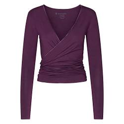 Yamadhi Yoga Wickeljacke Damen aus Modal | Yoga Oberteil Langarm | Women Wrap Jacket | Dunkles Lila (deep Purple) Gr. L von Yamadhi