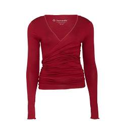 Yamadhi Yoga Wickeljacke Damen aus Modal | Yoga Oberteil Langarm | Women Wrap Jacket | Wein-rot (Bordeaux), Gr. XL von Yamadhi