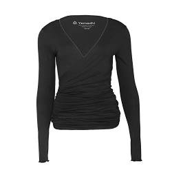 Yamadhi Yoga Wickeljacke Damen aus Modal | Yoga Oberteil Langarm | Women Wrap Jacket | schwarz, Gr. L von Yamadhi