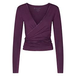 Yamadhi Yoga Wickeljacke Damen aus Modal | Yoga Oberteil langarm | Women Wrap Jacket | dunkles Lila (deep purple) Gr. XS von Yamadhi