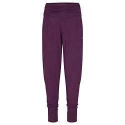 Yamadhi Yogahose Damen aus Modal | weit & locker geschnitten, mit gerafftem High Waist Bund | Women Loose Pants | dunkel-lila (deep Purple), Gr. L von Yamadhi