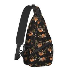 Yamegoun Sling Bag Rucksack Crossbody Schulter Brusttaschen Unisex für Reisen Freizeit Wandern mit verstellbarem Riemen für Männer Frauen, Faultier, Einheitsgröße von Yamegoun