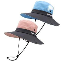 Yamitora 2 Stück Sonnenhut Damen, Sonnenhüte mit Breite Krempe, Faltbarer UV Schutz Sommerhut Sonnenschutz Angeln Hut Visor Cap Hut Outdoor für Golf Reisen Wandern Besichtigung von Yamitora