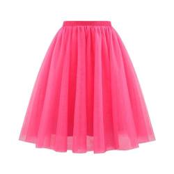Yamjisen Women's Carnival Costume Tulle Skirt 50s Tutu Skirt Tutu Petticoat Short Ballet Dance Dress Gown Evening Dress High Waist Elastic Petticoat Tulle Skirt (Hot Pink, S) von Yamjisen