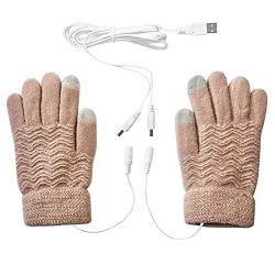 Beheizte Handschuhe für Damen und Herren USB-Handschuhe Touchscreen-Funktion Winter warm volle Finger Unisex rutschfest Strickhandschuhe für Arbeit Tippen Spiel Sport von Yanmucy