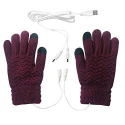 Beheizte Handschuhe für Damen und Herren USB-Handschuhe Touchscreen-Funktion Winter warm volle Finger Unisex rutschfest Strickhandschuhe für Arbeit Tippen Spiel Sport von Yanmucy