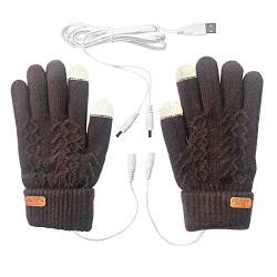 Beheizte Handschuhe für Damen und Herren USB-Handschuhe Touchscreen-Funktion Winter warm volle Finger Unisex rutschfest Strickhandschuhe für Arbeit Tippen Spiel Sport von Yanmucy