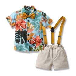 Yanmucy Baby Junge Sommerkleidung Outfits Hawaiian Kleinkind Kinder Gentleman Jumpsuit Kleidung Anzug Strand Urlaub Party Hemd Shorts Set (Stil-1, 4-5 Jahre) von Yanmucy