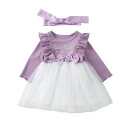 Yanmucy Baby Mädchen Kleid Schleife Rüsche Stickerei Tüll Kleider für Mädchen Kleid Langarm Baby Mädchen Kleidung Kleinkind Kleider für 1-6 Jahre (DE/NL/SE/PL, Alter, 3 Jahre, 4 Jahre, Regular, Lila) von Yanmucy