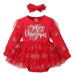 Yanmucy Baby Weihnachten Outfit niedlich Kleinkind Klettern Bodysuits mit Stirnband rot Weihnachten einteiliges Kleid für Baby Mädchen 0~3 Jahre (as3, Age, 1_Year, 2_Years) von Yanmucy
