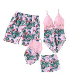 Yanmucy Familie Matching Bademode Badeanzug Damen Floral Print Eltern Kind Badeanzug Einteilige Bademode Sommer Schwimmen Mädchen Jungen Kostüm Badeanzug Swimsuits Beach Clothes von Yanmucy