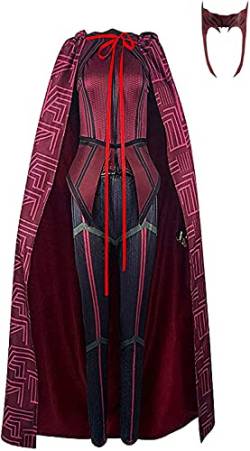 Damen Wanda Maximoff Kostüm Scarlet Witch Kostüm Rot Umhang Tops Hose mit Kopfschmuck Anzug Super Hero Outfits Halloween Cosplay (3XL, Full Set) von Yanny