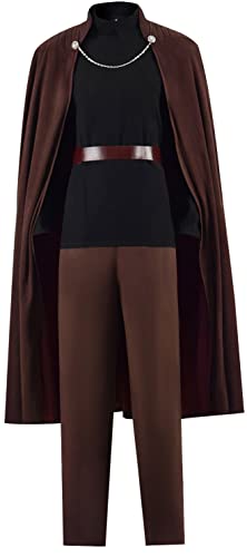 Erwachsene Count Dooku Cosplay Kostüm Männer Tunika Umhang Robe Jedi Master Tops Hosen Mantel Uniform Outfits (Braun - 2, X-Large) von Yanny