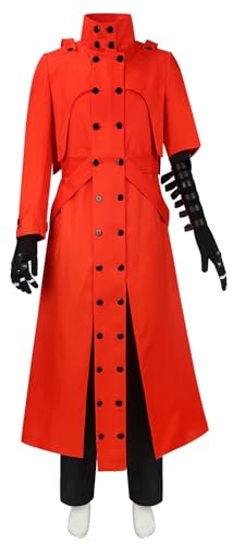 Vash Trigun Cosplay Rote Jacke Overcoat Erwachsene Männer Vash die Stampede Graben Mantel Halloween Outfit (Red, 3X-Large) von Yanny