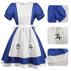 Yanny Alice Madness Cosplay Maid Kleid mit Schürze Socken Alice Wonderland Blutiges Kostüm Erwachsene Frauen (Blue - 3, Medium) von Yanny