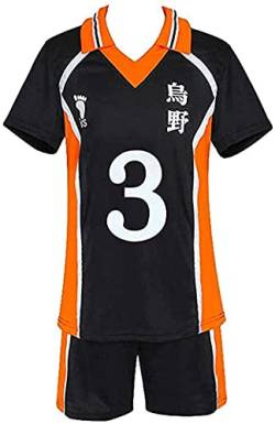 Yanny Anime Cosplay Kostüm High School Volleyball Sportswear Karasuno Hinata Shoyo Tobio Kageyama Halloween Cosplay Jerseys Uniform (M, Stil 03) von Yanny