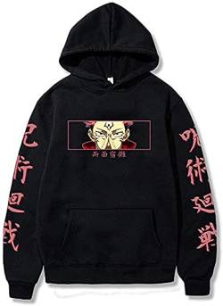 Yanny Anime Jujutsu Kaisen Hoodie Gojo Satoru Yuji Itadori Cosplay Kostüm 3D Kapuzenpullover Pullover Sweatshirt für Frauen Männer (3XL, A-Schwarz 2) von Yanny