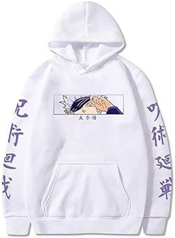 Yanny Anime Jujutsu Kaisen Hoodie Gojo Satoru Yuji Itadori Cosplay Kostüm 3D Kapuzenpullover Pullover Sweatshirt für Frauen Männer (S, B-Weiß 1) von Yanny