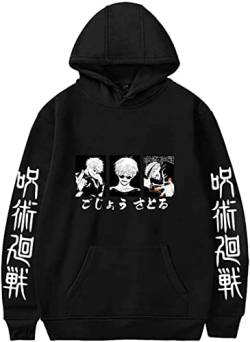 Yanny Anime Jujutsu Kaisen Hoodie Herren Damen Gojo Satoru Pullover Itadori Yuji Kapuzenpullover Freizeit Mode Sweatshirt (XXL, A-Schwarz 6) von Yanny
